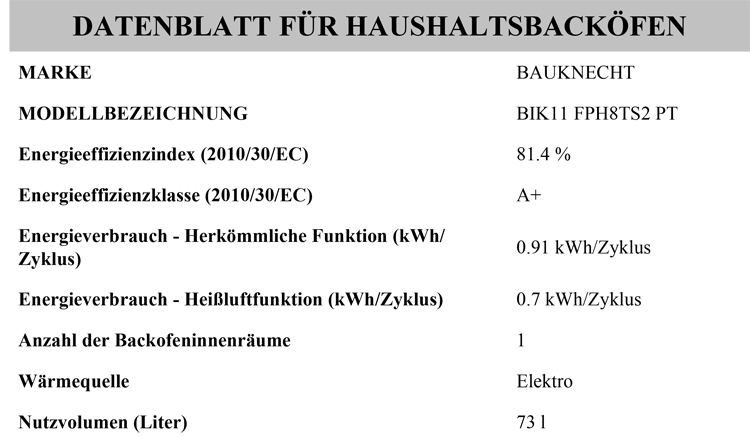 Four vapeur BIK11 FPH8TS2 PT Bauknecht - Encastrable - 73 litres