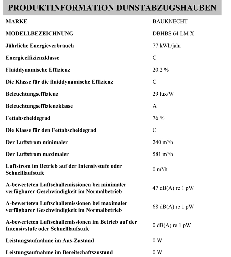 Bauknecht DBHBS 64 LM X, Wandhaube 60 cm, Edelstahl | Wandhauben