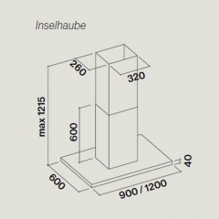 Falmec Lumen, Design, Edelstahl, 90 cm, Inselhaube, 100187, mit 5 Jahren Garantie