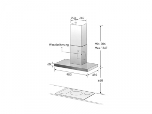 Samsung NK36M5060SS/UR, Wandhaube Edelstahl, 90cm
