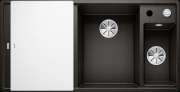 Blanco Axia III 6 S Silgranit PuraDur, Farbe schwarz, Glasschneidbrett, Becken rechts, InFino Ablauf, 525850