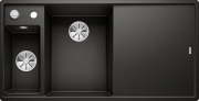 Blanco Axia III 6 S Silgranit PuraDur, Farbe schwarz, Glasschneidbrett, Becken links, InFino Ablauf, 525848