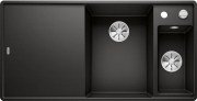 Blanco Axia III 6 S-F Silgranit PuraDur, Farbe schwarz, Holzschneidbrett, InFino Ablauf, Becken rechts, 525855