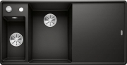 Blanco Axia III 6 S-F Silgranit PuraDur, Farbe schwarz, Holzschneidbrett, InFino Ablauf, Becken links, 525853
