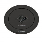Naber Evoline One Doppel USB A+C, Steckdosenelement Ring schwarz, 7053182
