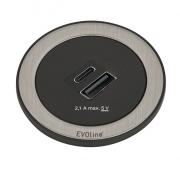 Naber Evoline One Doppel USB A+C, Steckdosenelement Ring Edelstahl gebrstet, 7053183